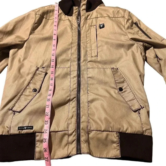 Five Four Men's Bomber Jacket Brown Full Zip Size M Casual Fall - Picture 4 of 12